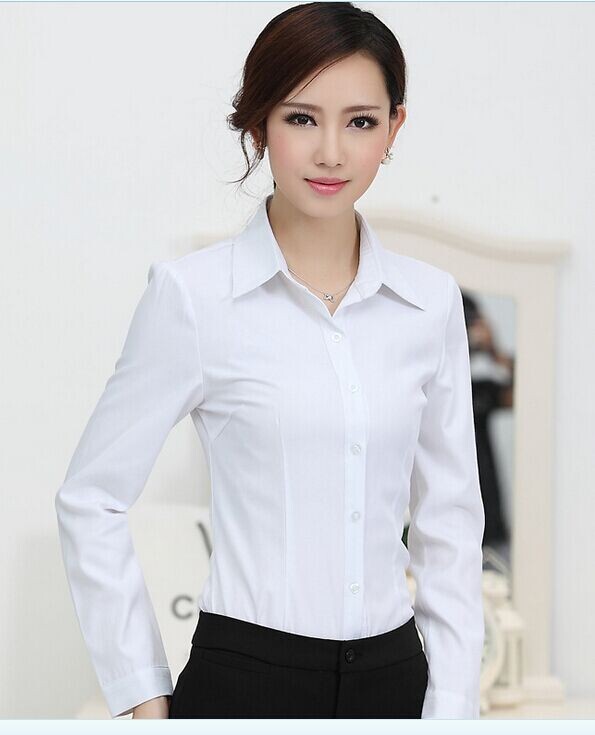 女式白色长袖V领